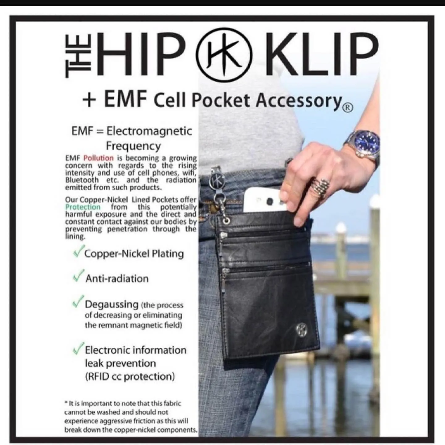 Hip Klips Subtle Black XL EMF/RFID