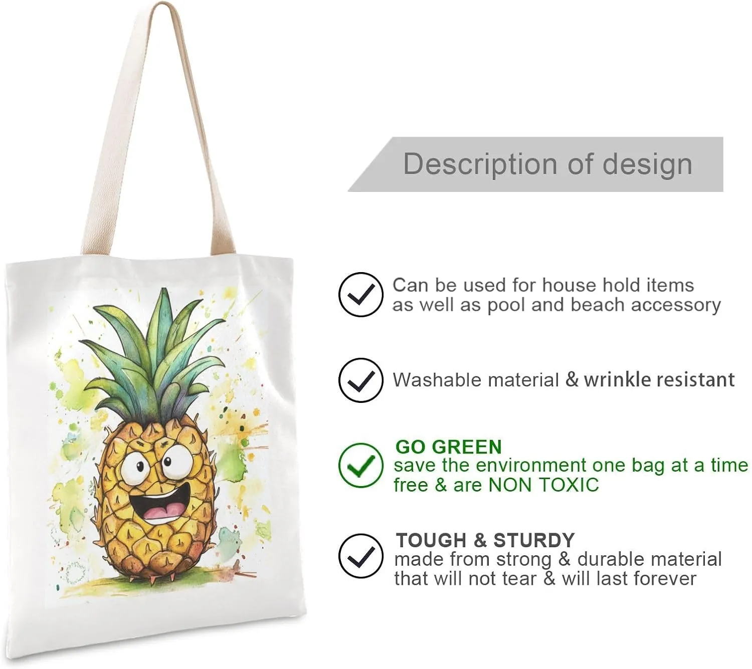 JSTEL Canvas Tote Bag for Women with Pocket,Canvas Tote Purse Shopping Bag