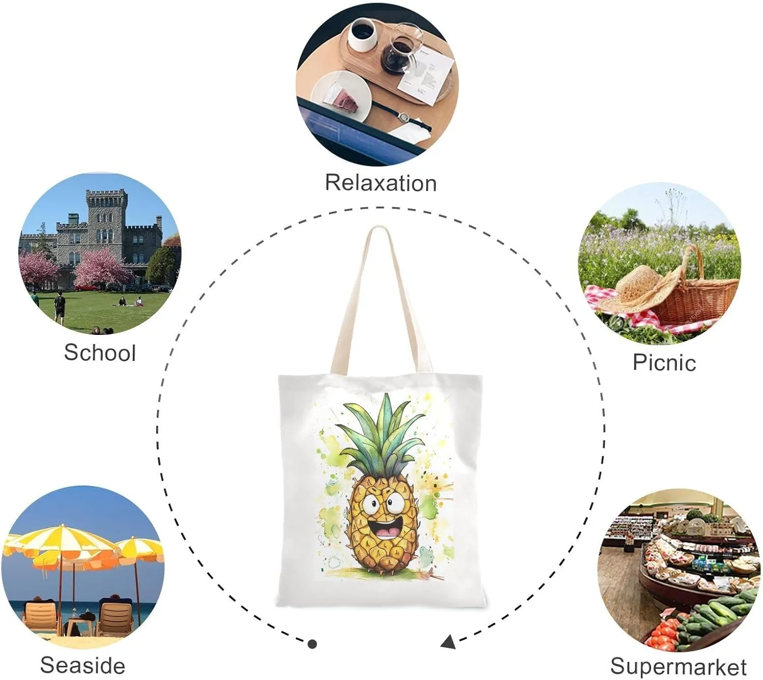 JSTEL Canvas Tote Bag for Women with Pocket,Canvas Tote Purse Shopping Bag