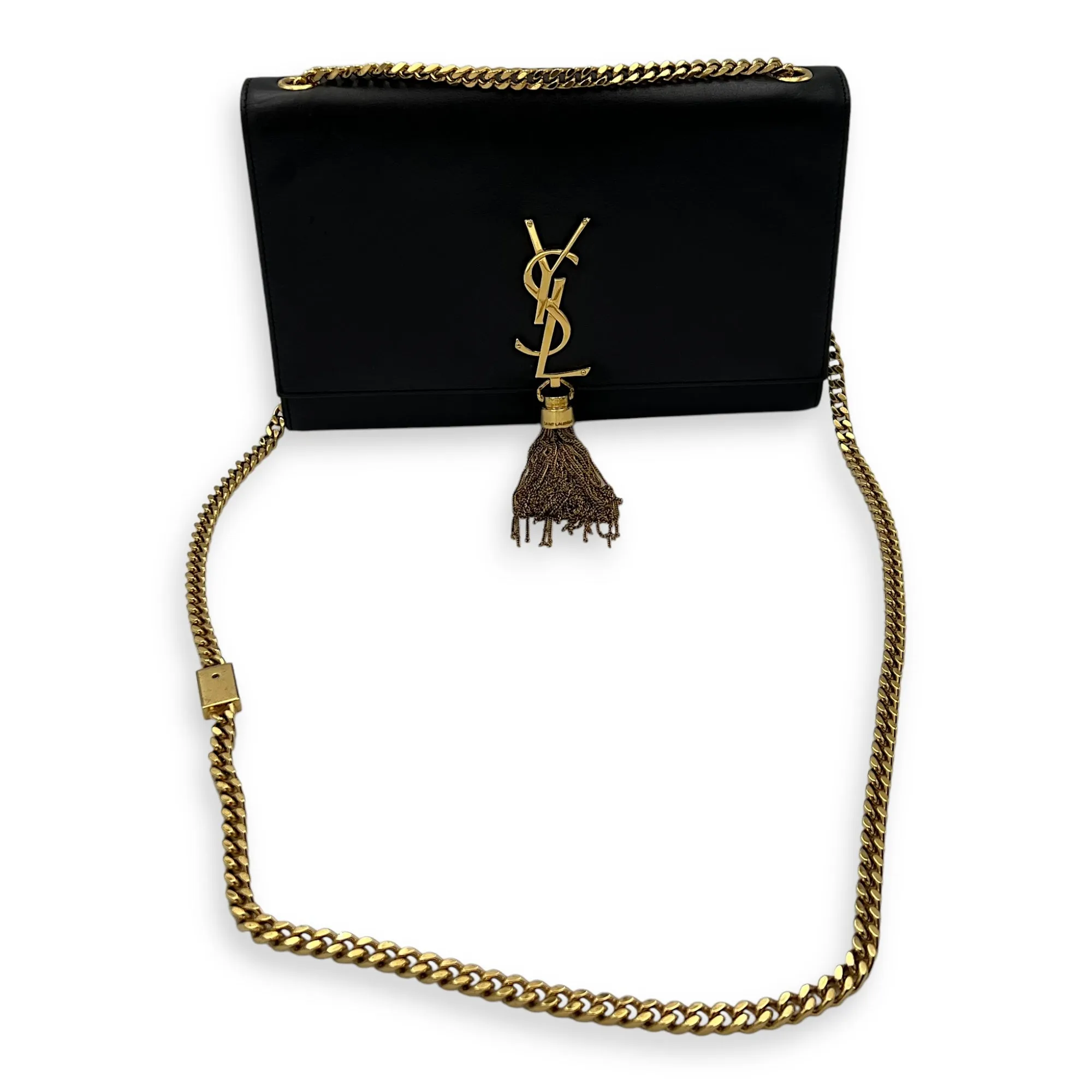 Kate Crossbody Bag Black in Calfskin, Gold hardware