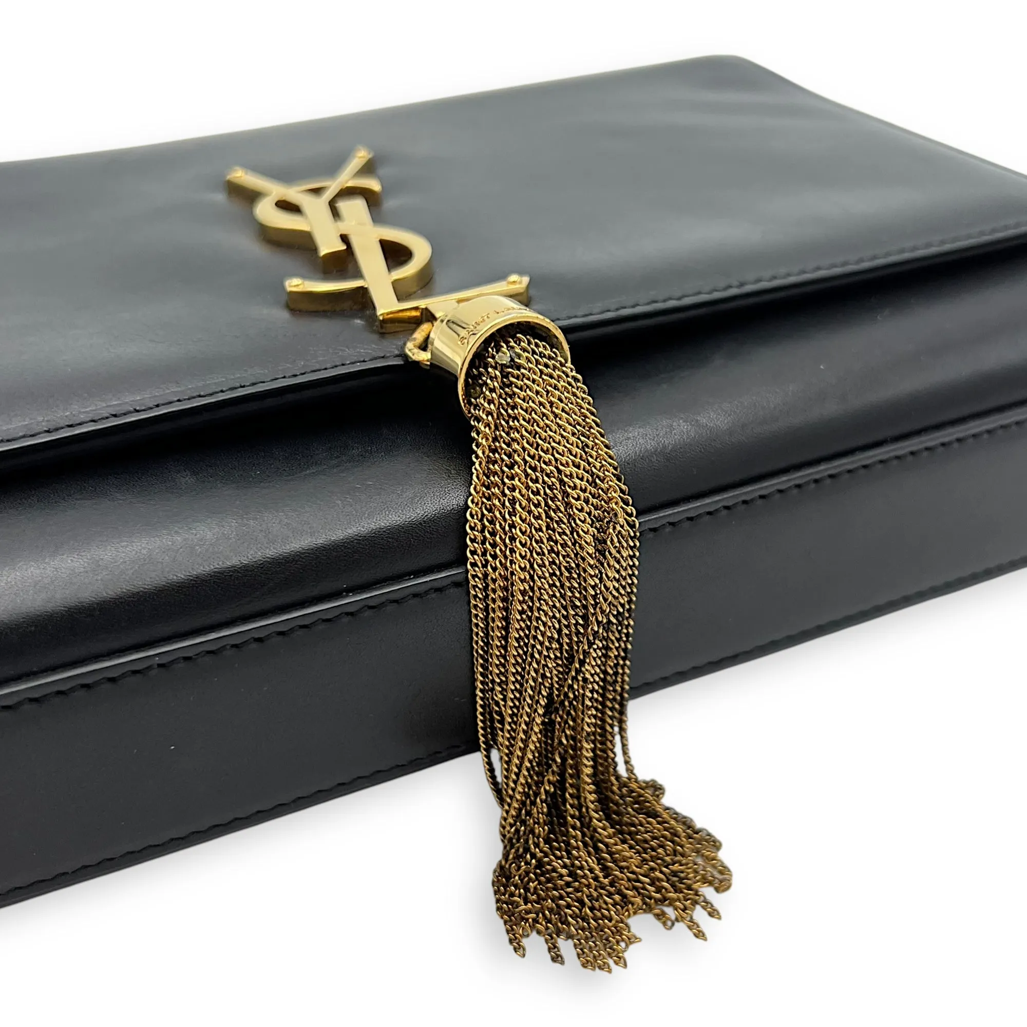 Kate Crossbody Bag Black in Calfskin, Gold hardware