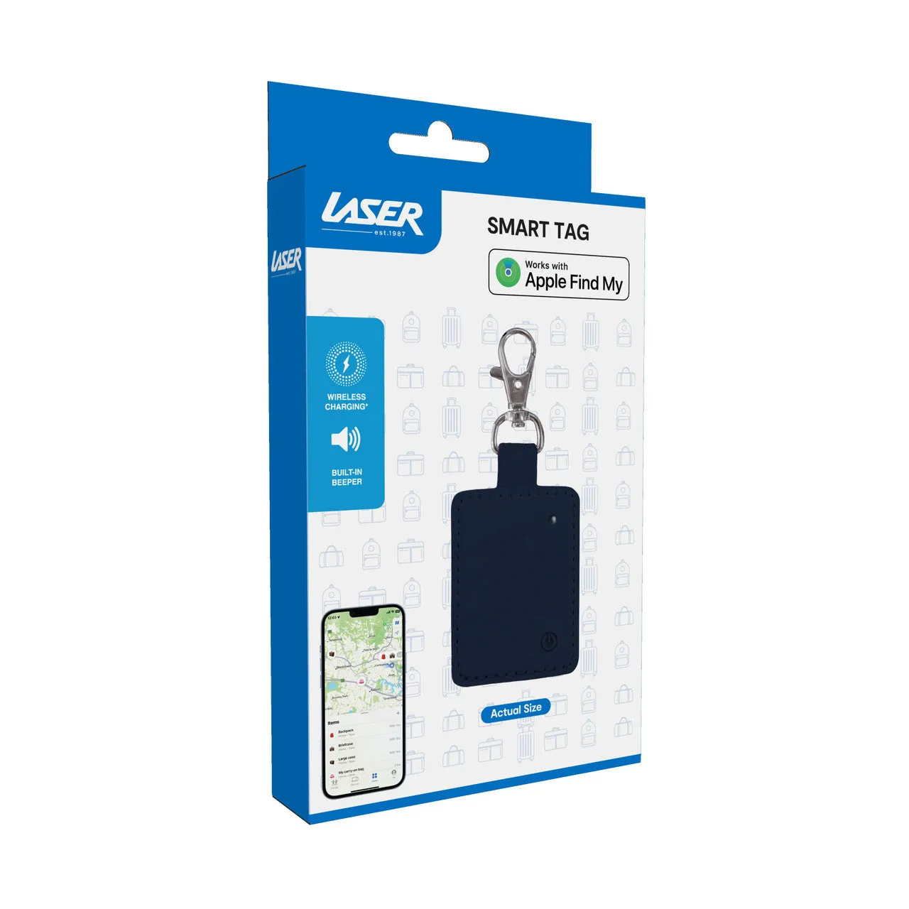 Laser Smart Tag Mini Keyring - Apple Find My (Navy Blue)