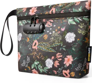 Lock Travel Pouch with Combination Lock & Activated CarbonWaterproof Zipper, Carbon Lined for Home Storage & Gifts