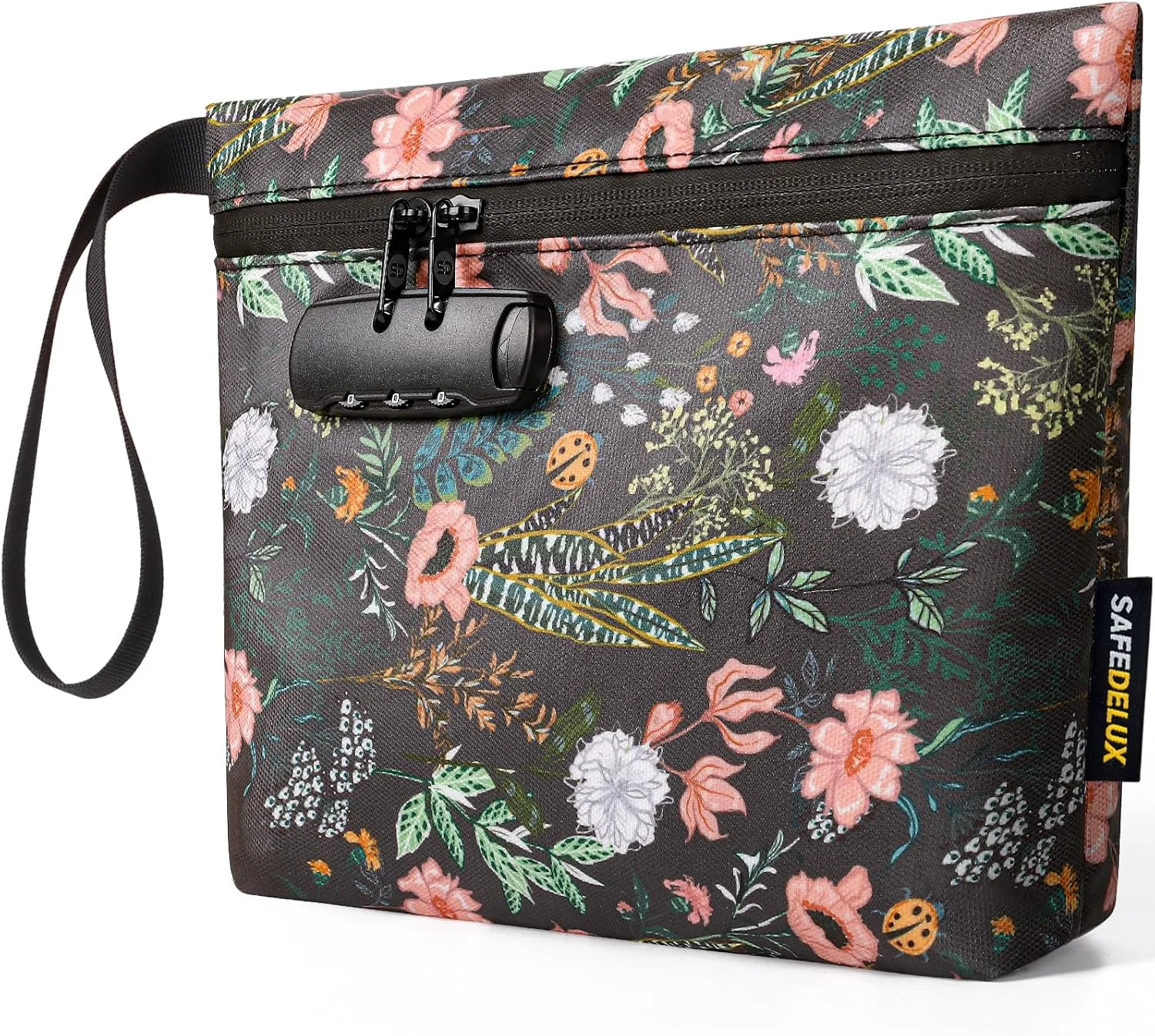 Lock Travel Pouch with Combination Lock & Activated CarbonWaterproof Zipper, Carbon Lined for Home Storage & Gifts