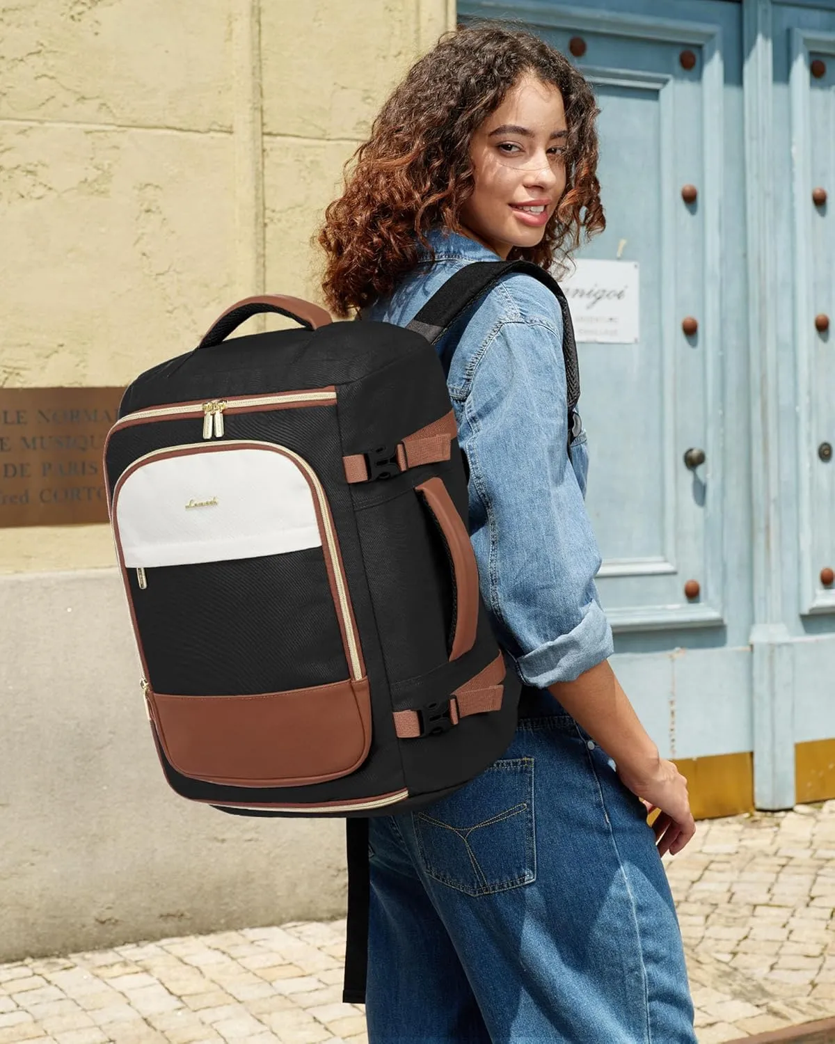 LOVEVOOK 50L Travel Backpack for Women, TSA Approved Carry On Backpack with 3 Packing Cubes, Personal Item Bag Fits 17" Laptop, Water-resistant Travel Carry On Bag for Women