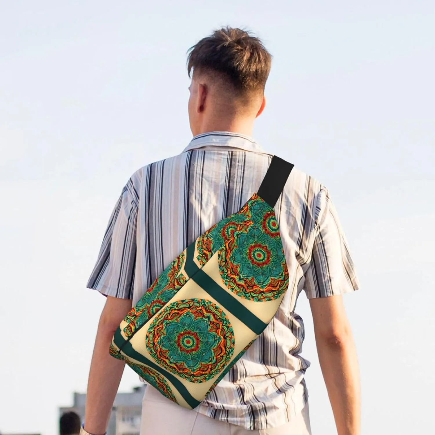 Mandala Fanny Pack Crossbody Sling Bag  Zipper Pockets for Travel, Hiking, Cycling, Workouts, and Everyday Use
