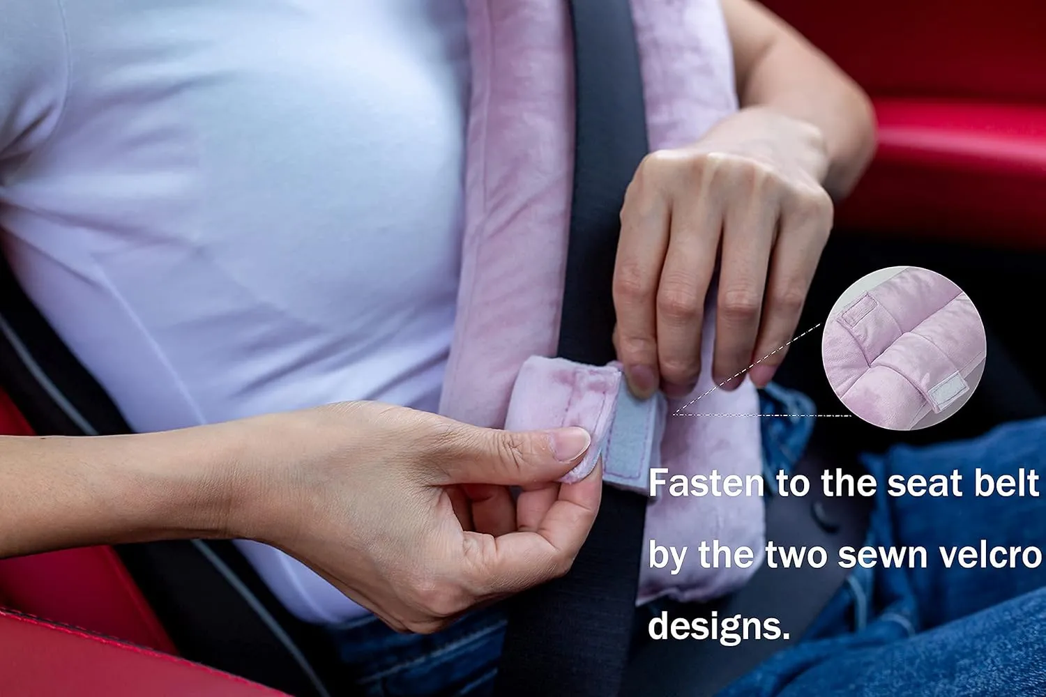 Mastectomy Pillow Post Surgery Seat Belt Pillow Cushions Pads Protector for Breast Cancer Port Pacemaker Heart Surgery C-Section Recovery (Pink)