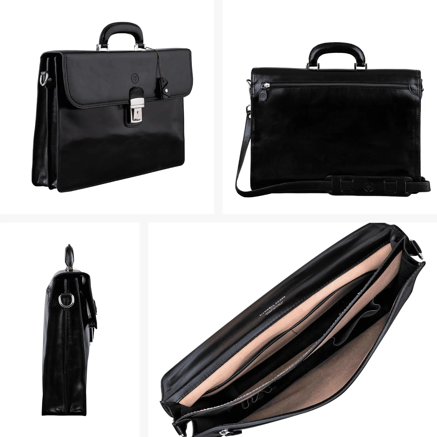 Maxwell Scott Men's Luxury Italian Leather Briefcase - Handmade, Classic Business Laptop Bag to fit 15-16 (The Paolo2)