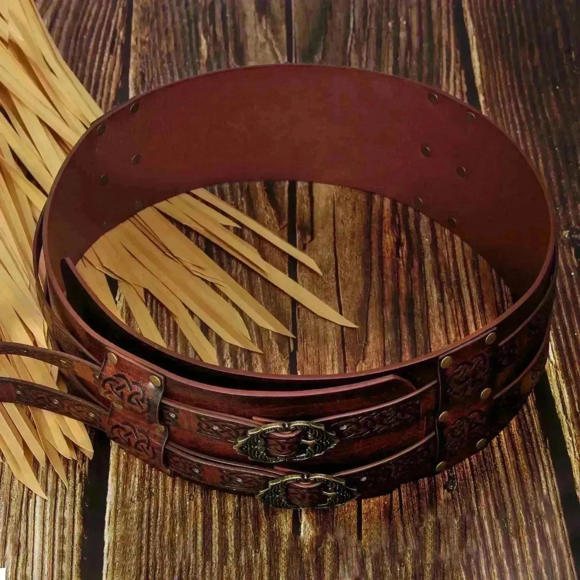 Men's Retro Nordic Viking Style Embossed Wide Belt