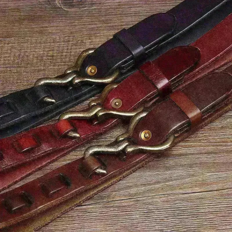 Men's Retro Thick Vegetable Tanned Cowhide Leather Belt