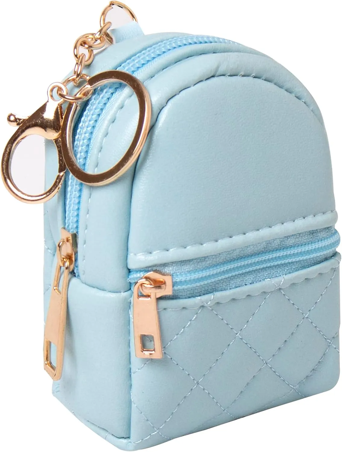 Mini Backpack Cute Cosmetic Bag for Women, Creative Cute Pendant Keychain Key-chains Keyrings PU Leather Makeup Bag Key Pocket Lipstick Bag Card Holder Data Cable Organizer Zipper Pouch (Blue)