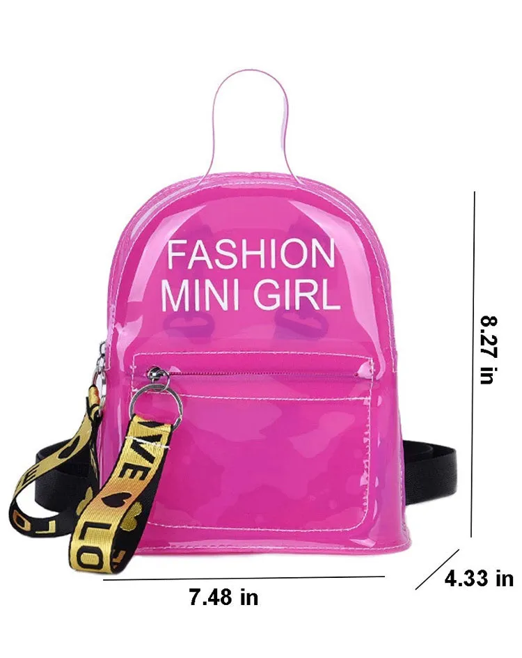 Mini-pink clear fashionable backpacks