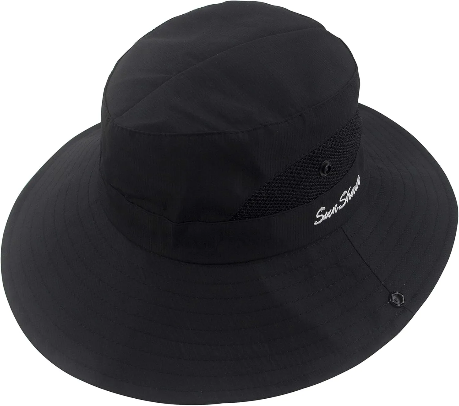 Muryobao 2 Pack Women Ponytail Summer Sun Hat UV Protection Wide Brim Foldable Safari Fishing Cap