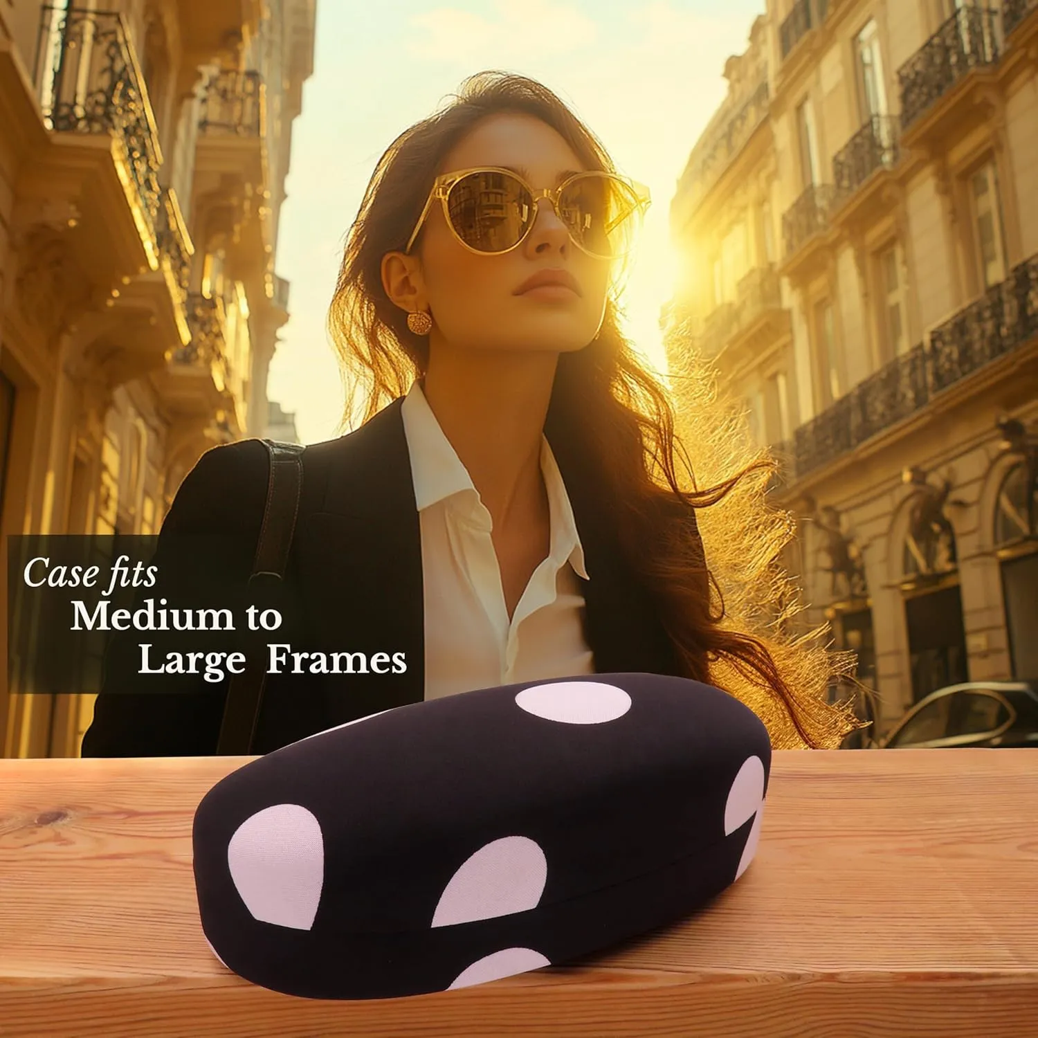 MyEyeglassCase Hard Sunglasses case - Women Glasses Case Holder - Large Durable Eyeglass Case Hard Shell with Pouch & Cloth