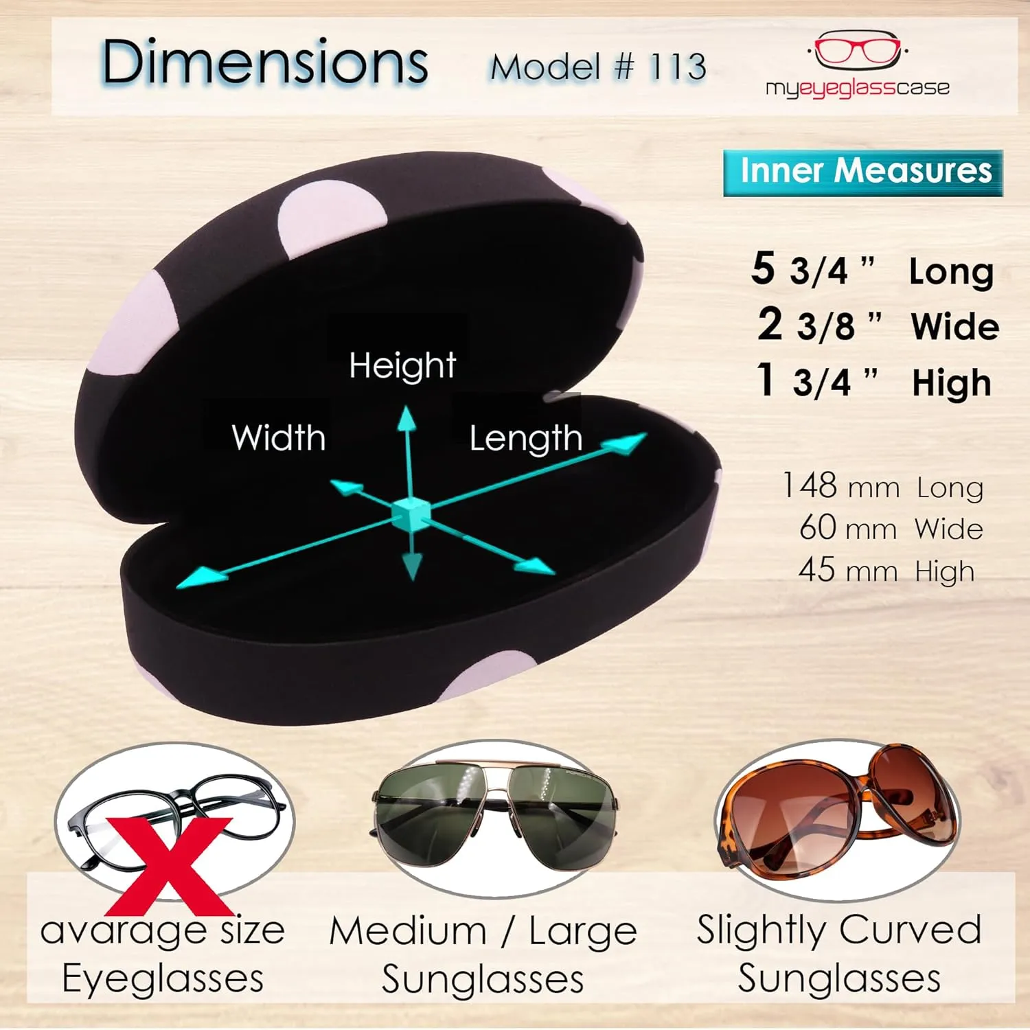 MyEyeglassCase Hard Sunglasses case - Women Glasses Case Holder - Large Durable Eyeglass Case Hard Shell with Pouch & Cloth