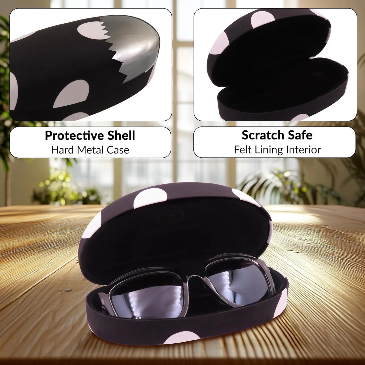 MyEyeglassCase Hard Sunglasses case - Women Glasses Case Holder - Large Durable Eyeglass Case Hard Shell with Pouch & Cloth