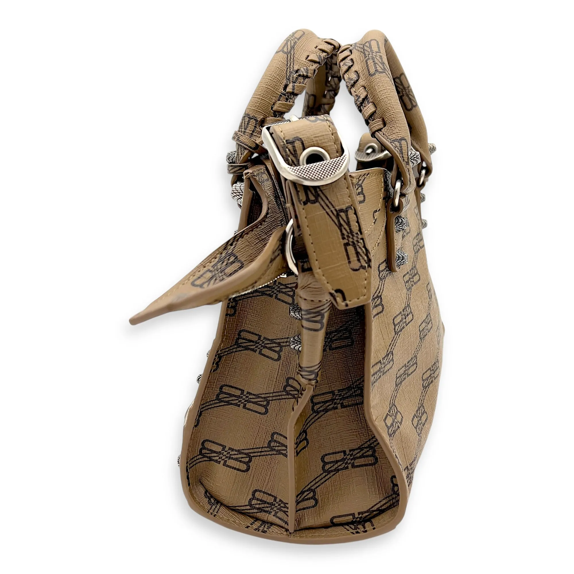 Neo Cagole BB Brown Crossbody Bag in Calfskin, Silver hardware