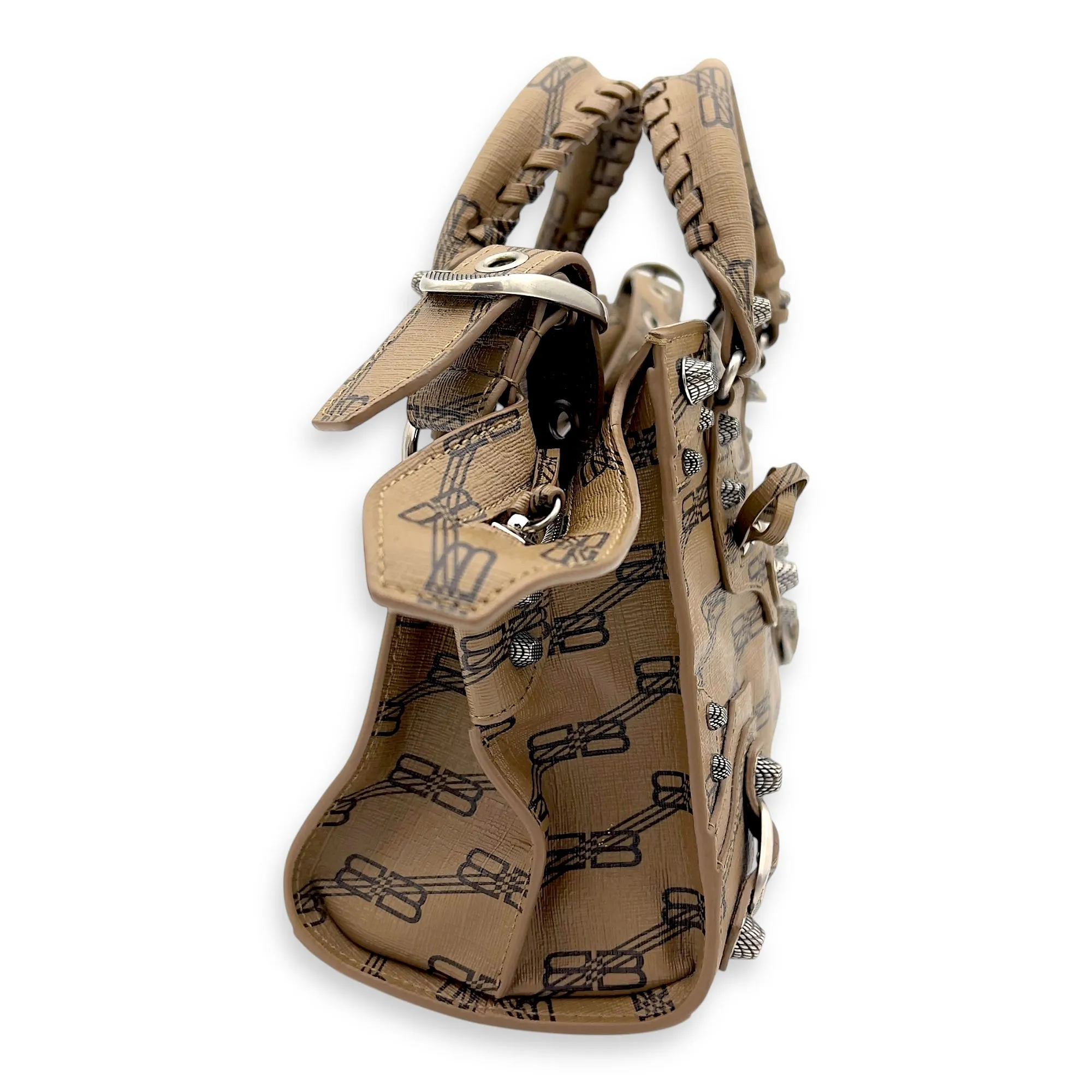 Neo Cagole BB Brown Crossbody Bag in Calfskin, Silver hardware
