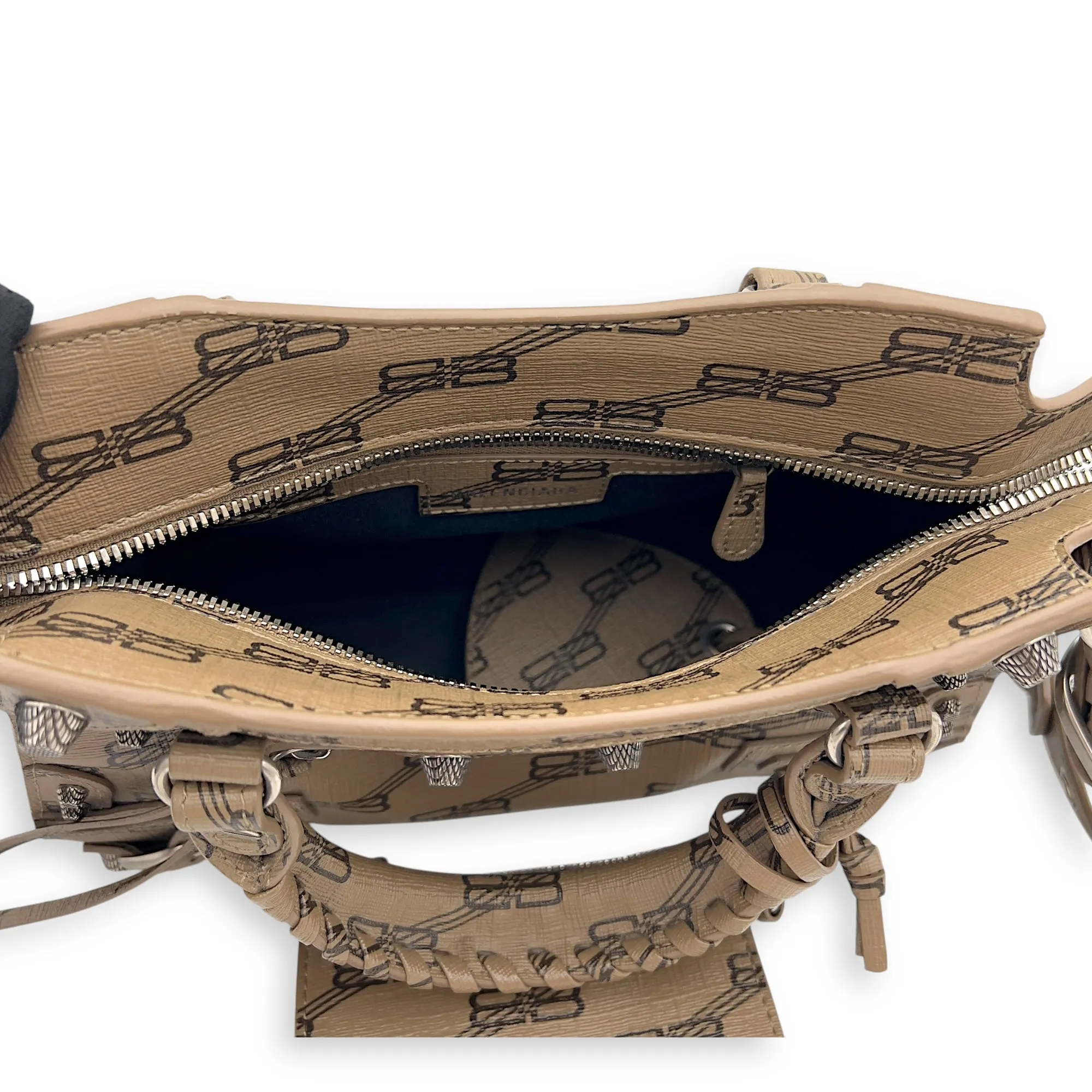 Neo Cagole BB Brown Crossbody Bag in Calfskin, Silver hardware