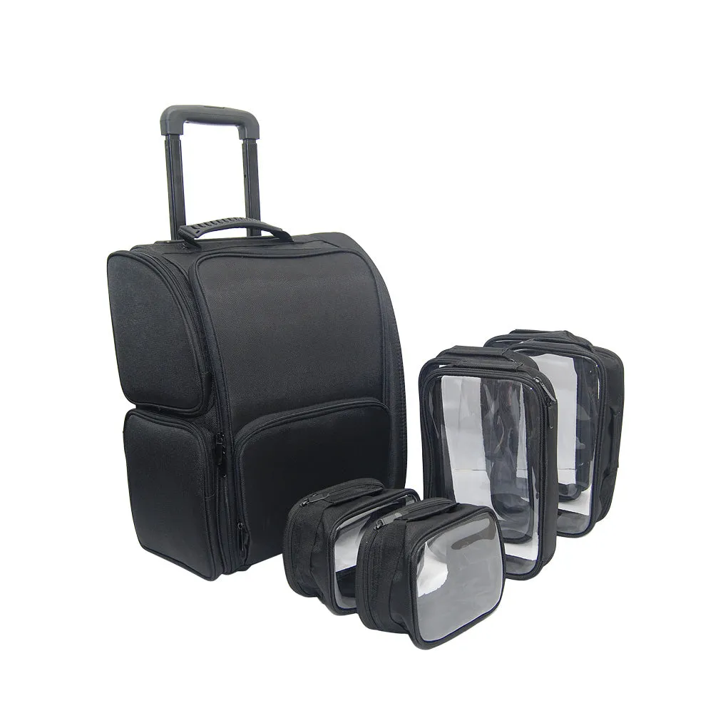Nylon (Black) Trolly Bag with 4pcs Pouch Bag