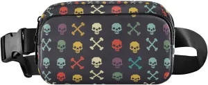 Pixel Skull Prints Fanny Pack for Women Men, Crossbody Waist Packs with Adjustable Strap Belt bag for Travel Workout Hiking