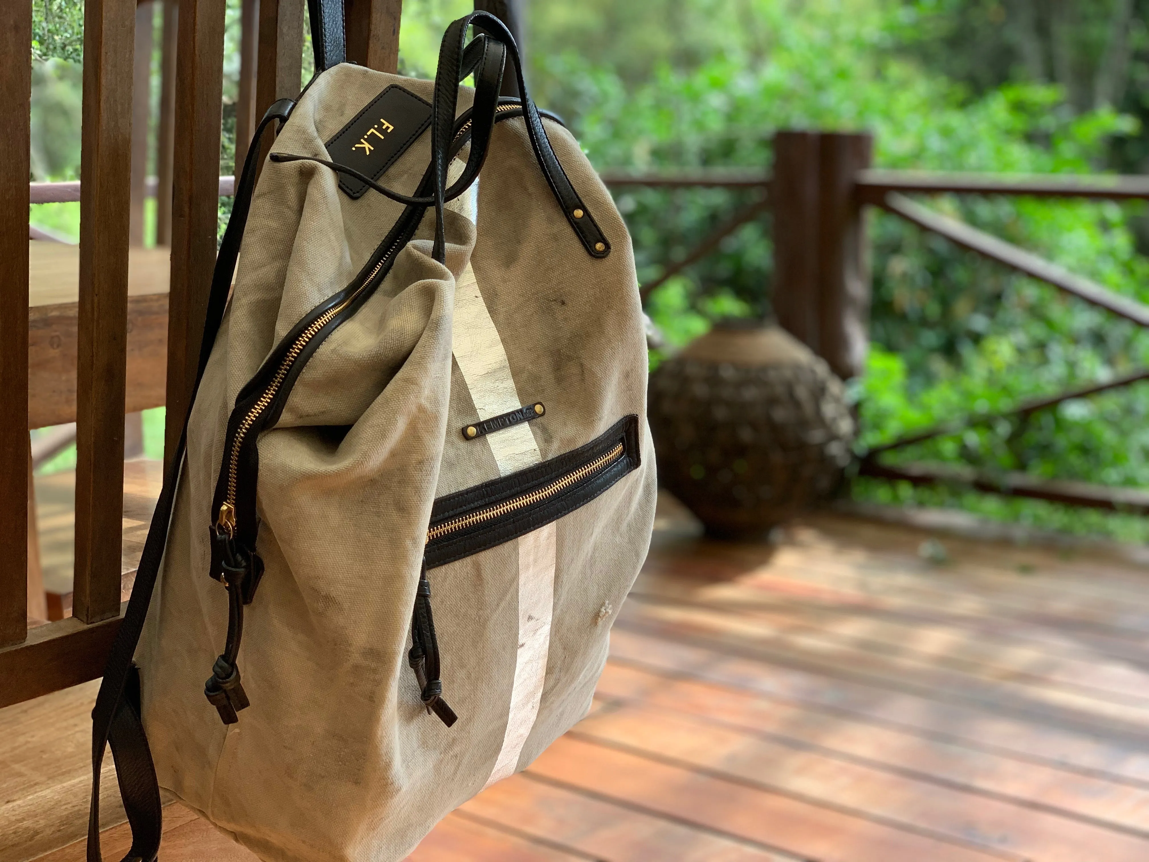 Postal Silver Stripe Backpack Tote