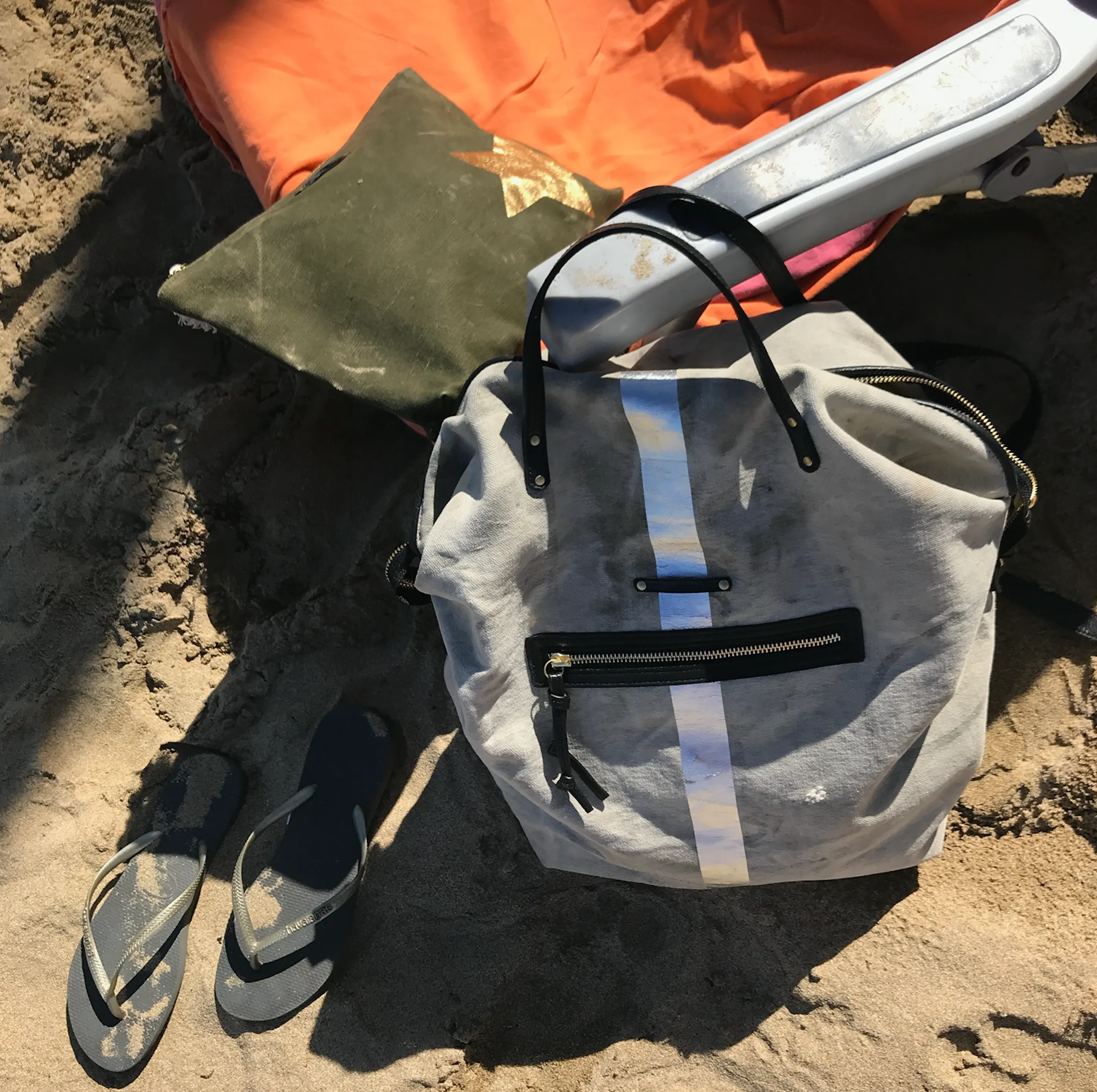 Postal Silver Stripe Backpack Tote