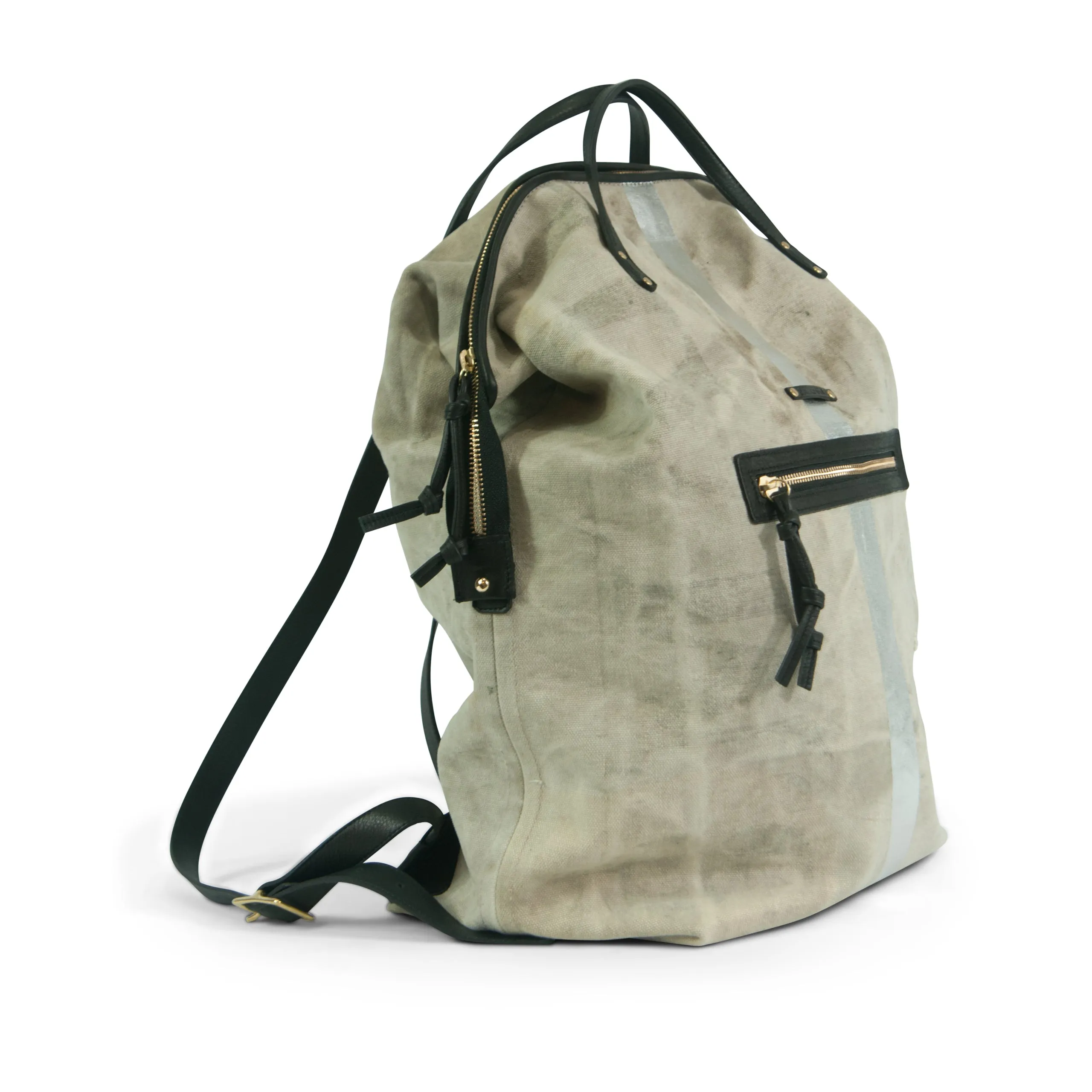 Postal Silver Stripe Backpack Tote