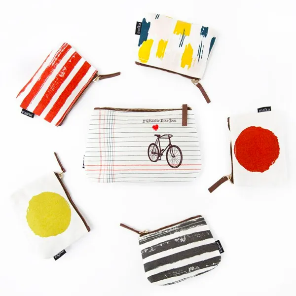 Pouch, Stripes Charcoal, Large