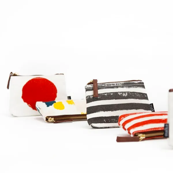 Pouch, Stripes Charcoal, Large