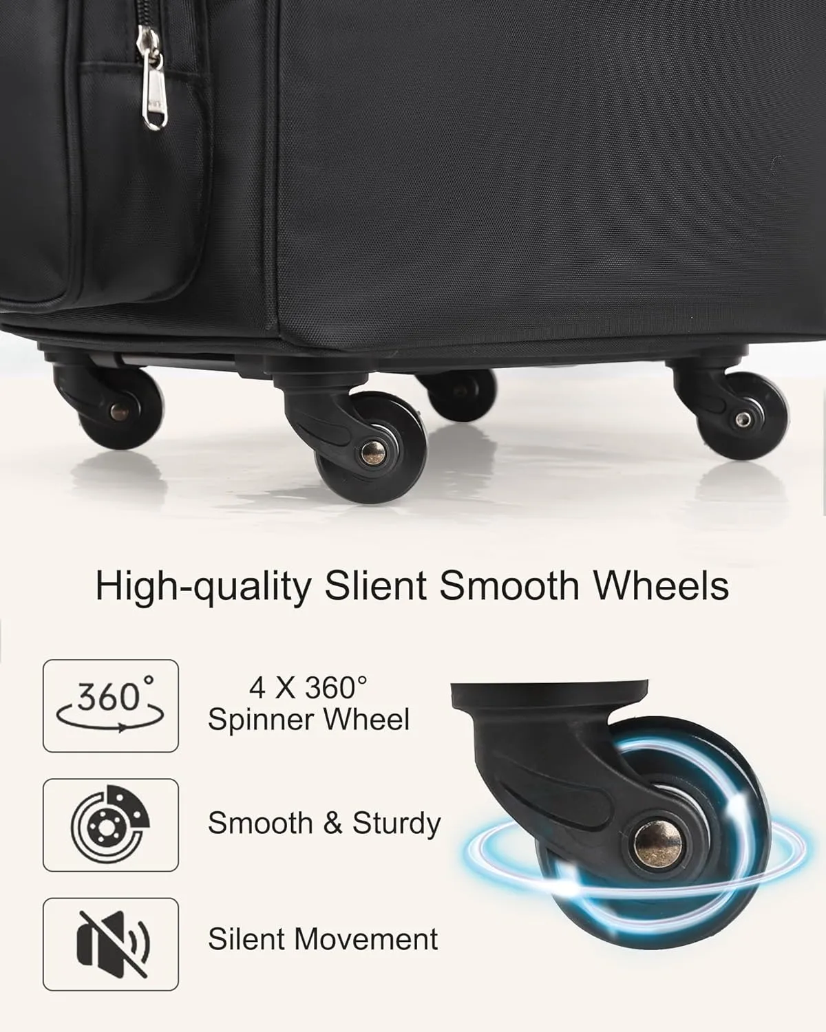Relavel Rolling Makeup Train Case with 6 Pcs Clear Makeup Bags, Hairstylist Traveling Bag with 4 Wheels, Heat Insulation Full Layer, Adjustable Dividers, Hair Tools and Cosmetics Storage Organizer