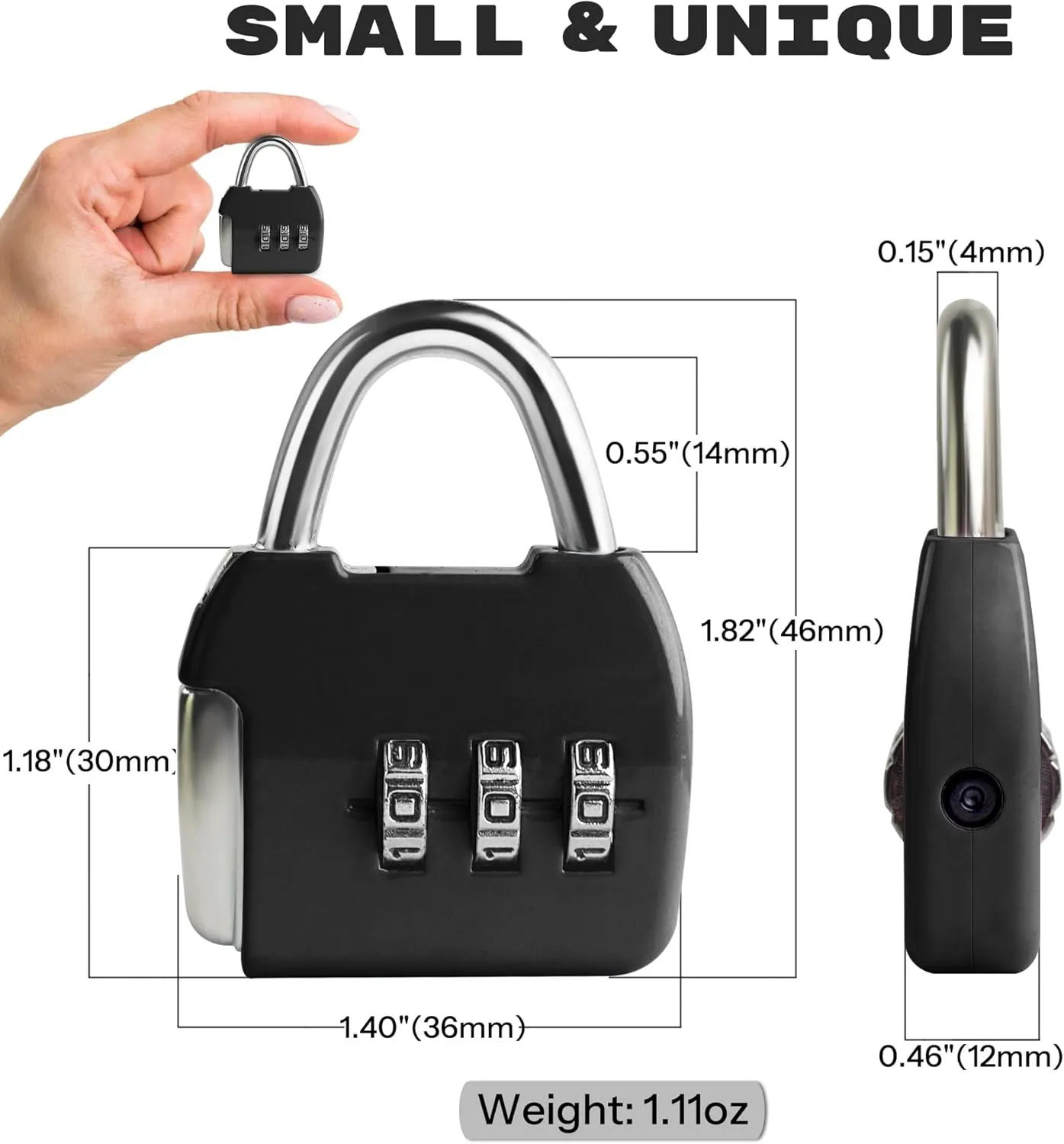 Small Combination Lock, 3 Digit Combination Padlock, Travel Luggage Locks, Combo Lock with Code for Suitcase, Mini Locker, Bag, Tool Box, Backpack Zipper (Black Black, 2-Pack)
