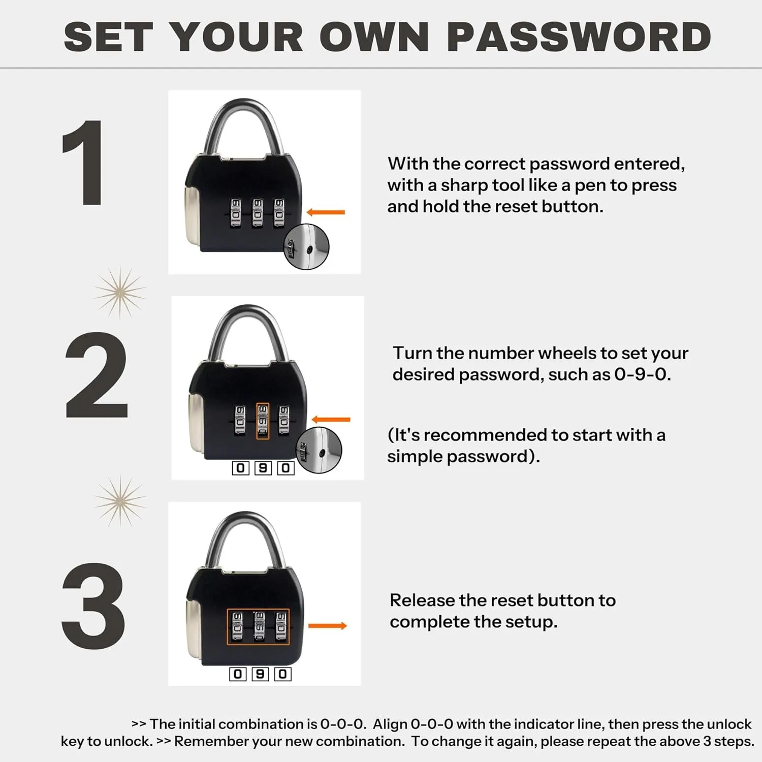 Small Combination Lock, 3 Digit Combination Padlock, Travel Luggage Locks, Combo Lock with Code for Suitcase, Mini Locker, Bag, Tool Box, Backpack Zipper (Black Black, 2-Pack)