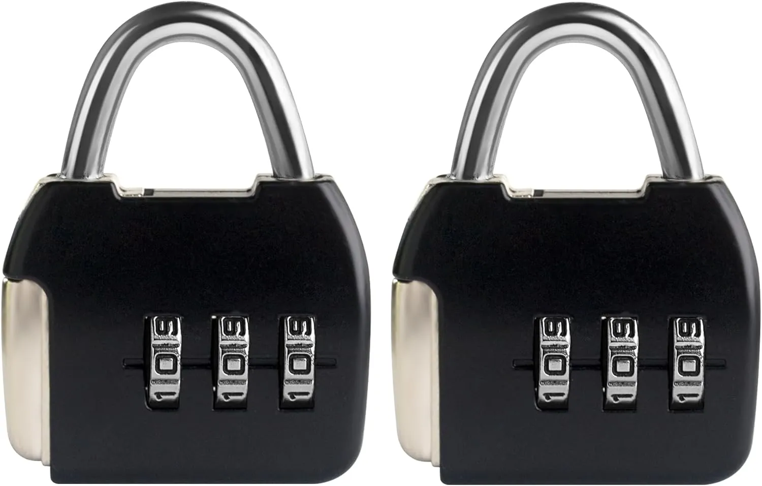 Small Combination Lock, 3 Digit Combination Padlock, Travel Luggage Locks, Combo Lock with Code for Suitcase, Mini Locker, Bag, Tool Box, Backpack Zipper (Black Black, 2-Pack)
