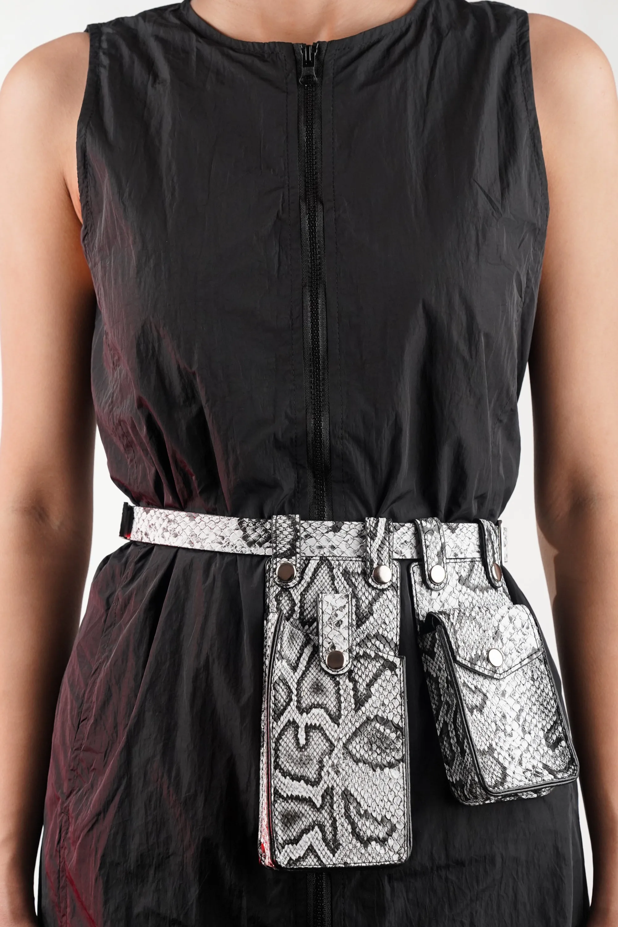 Snake Print Waist Belt with Utility Bags
