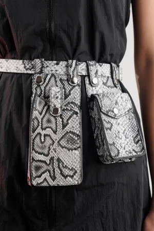 Snake Print Waist Belt with Utility Bags