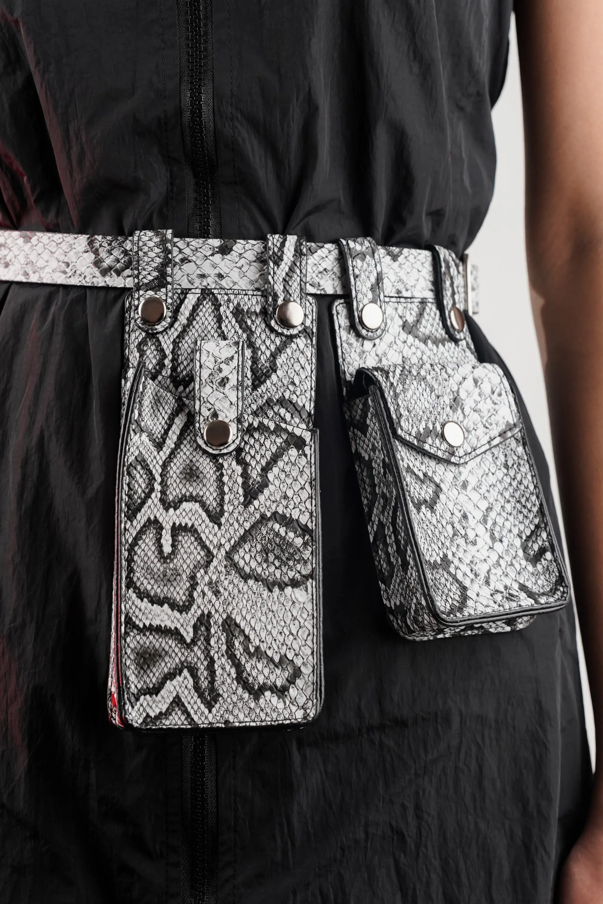 Snake Print Waist Belt with Utility Bags