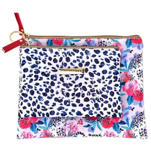 Sophia Frida Set of 2 Leopard Story Leatherette Cosmetic Bags