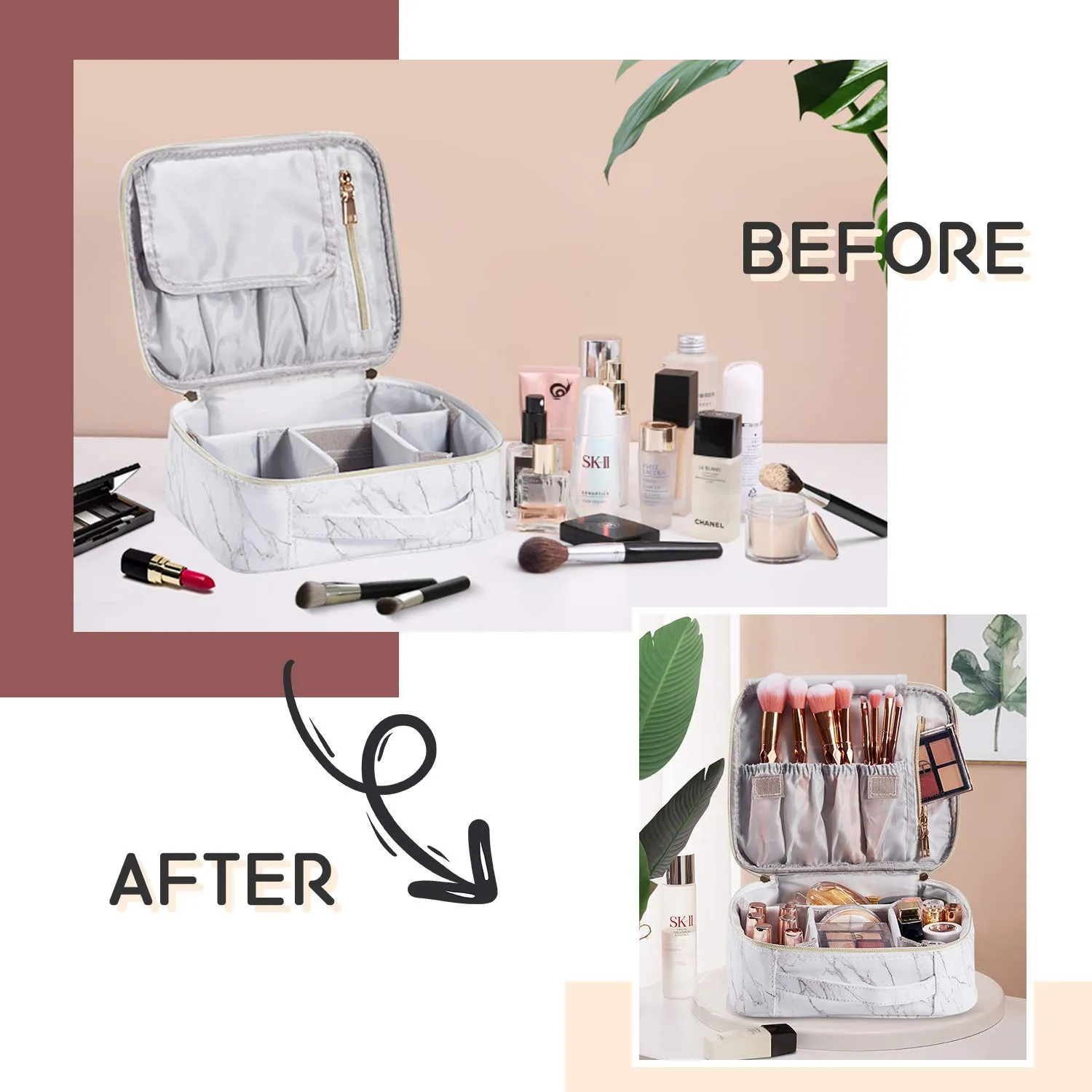 Stagiant Makeup Bag,Travel Makeup Bag, Makeup Organizer Bag for Women,Make up Case Cosmetic Brushes Toiletry Bags,Marble