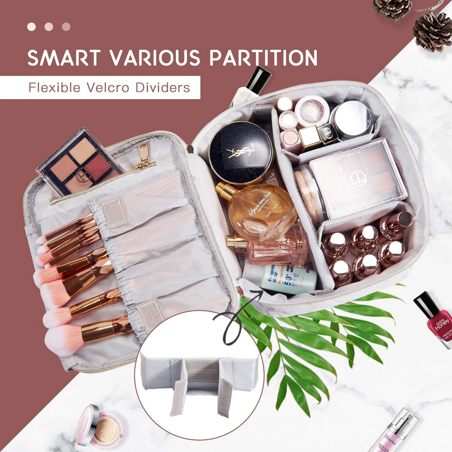 Stagiant Makeup Bag,Travel Makeup Bag, Makeup Organizer Bag for Women,Make up Case Cosmetic Brushes Toiletry Bags,Marble