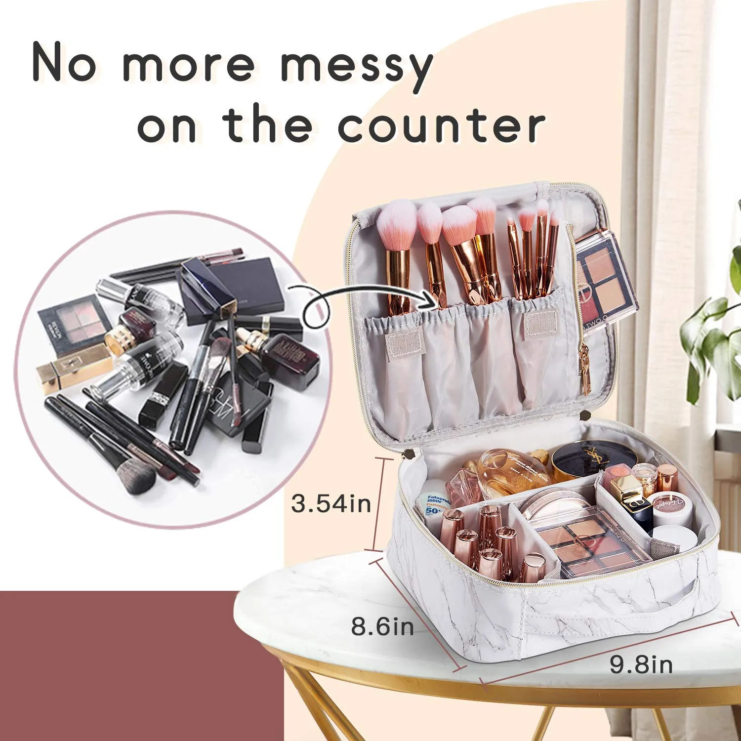 Stagiant Makeup Bag,Travel Makeup Bag, Makeup Organizer Bag for Women,Make up Case Cosmetic Brushes Toiletry Bags,Marble