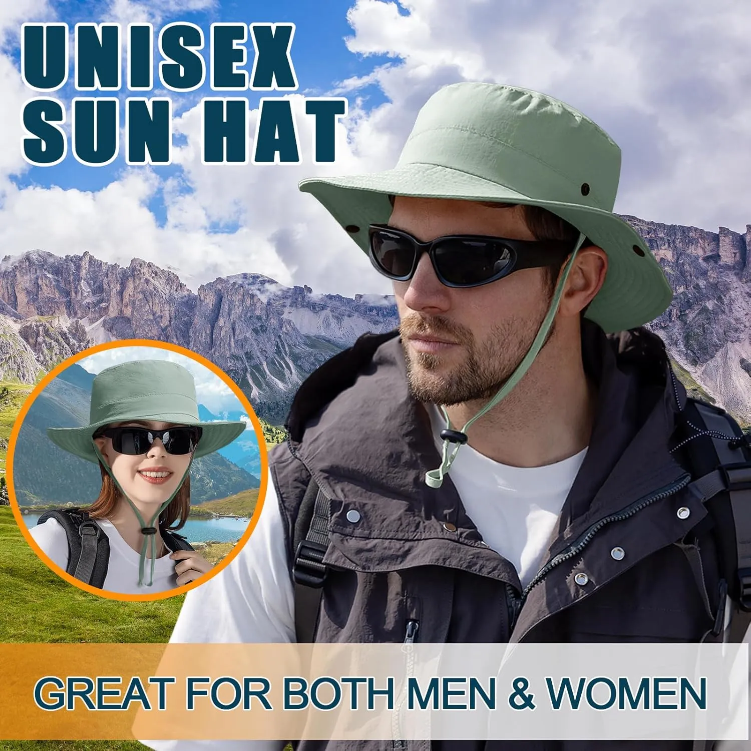 Sun Hats for Men Women Fishing Hat UPF 50  Quick Dry Foldable Bucket Hat Adjustable Safari Hat for Beach Hiking