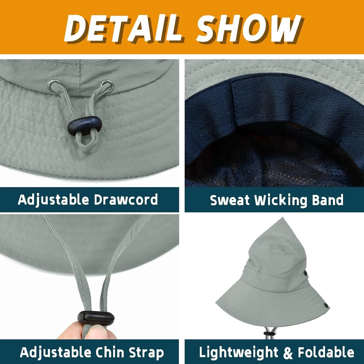 Sun Hats for Men Women Fishing Hat UPF 50  Quick Dry Foldable Bucket Hat Adjustable Safari Hat for Beach Hiking