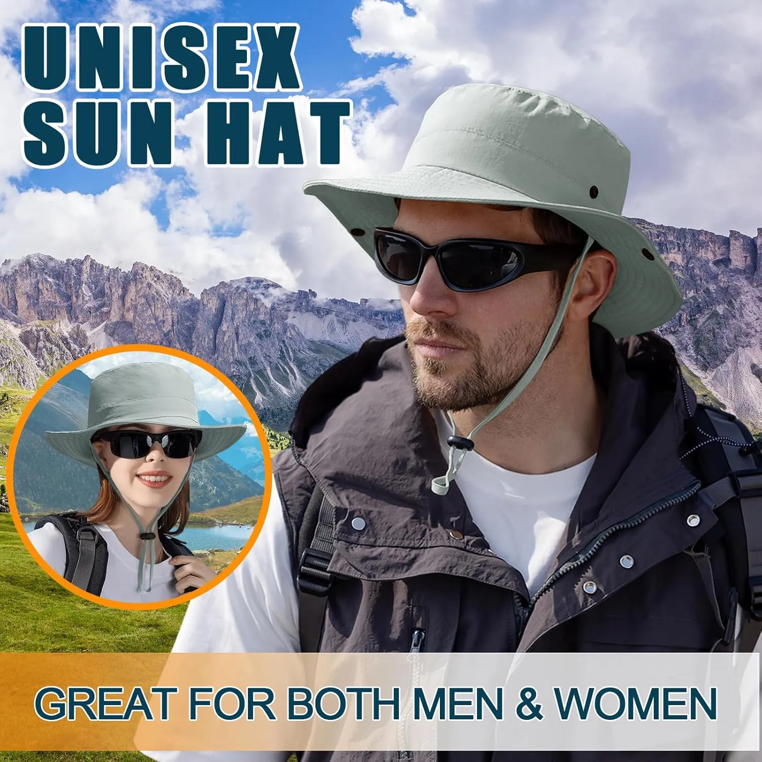 Sun Hats for Men Women Fishing Hat UPF 50  Quick Dry Foldable Bucket Hat Adjustable Safari Hat for Beach Hiking