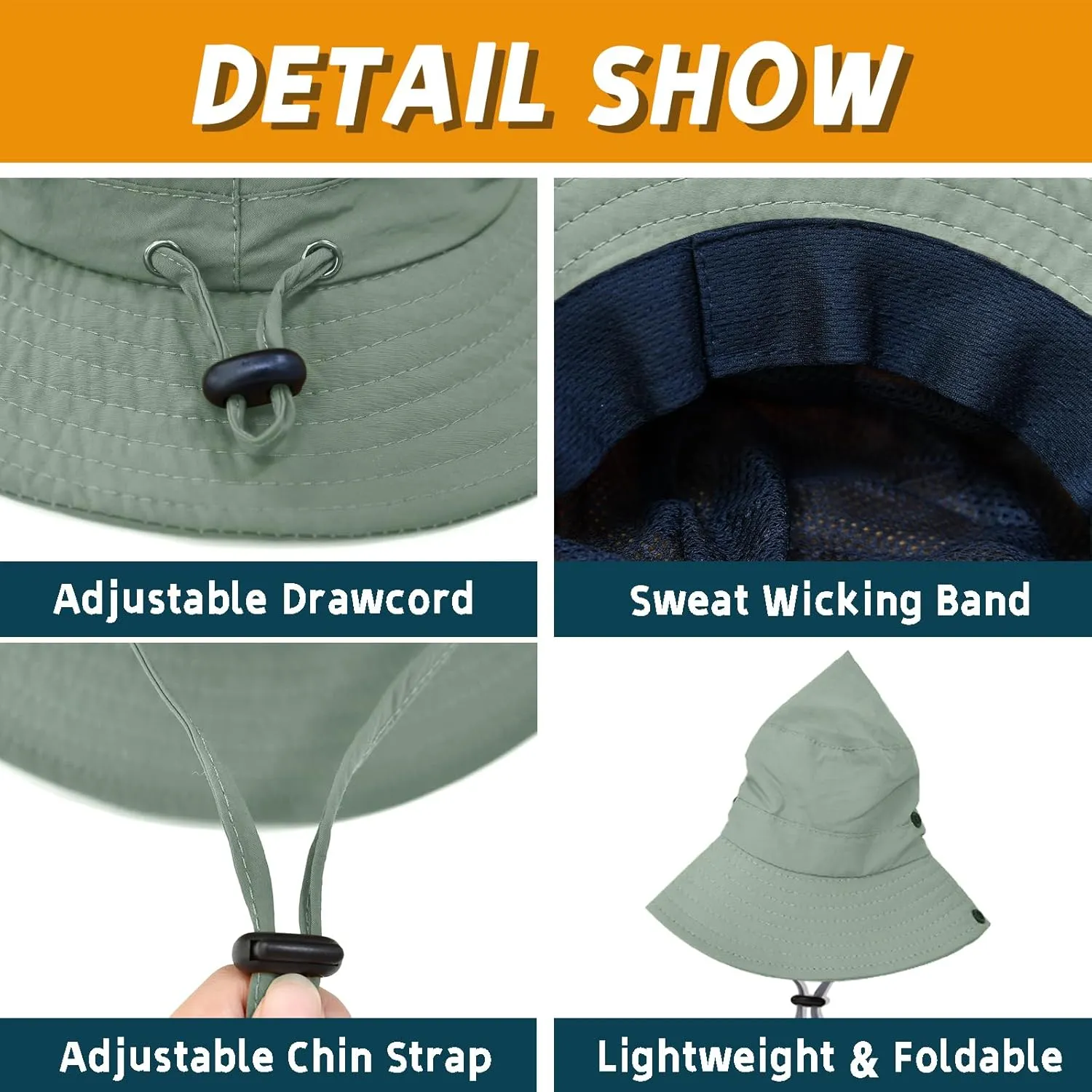 Sun Hats for Men Women Fishing Hat UPF 50  Quick Dry Foldable Bucket Hat Adjustable Safari Hat for Beach Hiking