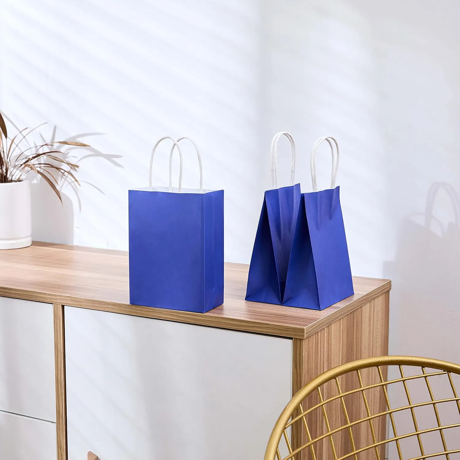 SUNCOLOR 25-Piece 6" Mini Gift Bags with Handles (Navy Blue, Solid, Glossy Paper, Versatile Occasions, 5.9 x 4.7 x 2.4 inches, Perfect for Father's Day, Graduations, Birthday Parties)