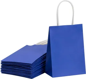 SUNCOLOR 25-Piece 6" Mini Gift Bags with Handles (Navy Blue, Solid, Glossy Paper, Versatile Occasions, 5.9 x 4.7 x 2.4 inches, Perfect for Father's Day, Graduations, Birthday Parties)