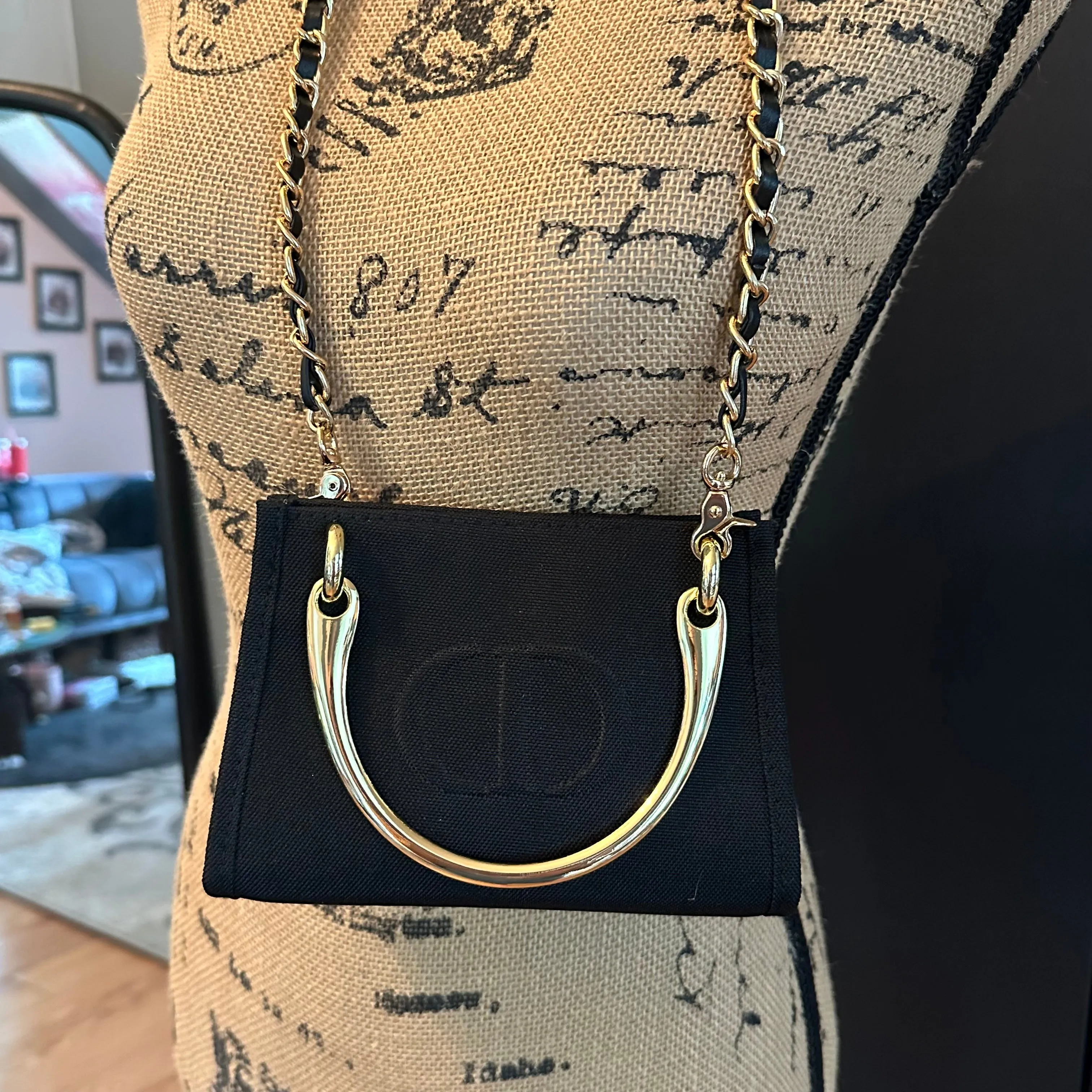 The Junco Crossbody Bag with Gold Handles - Black Dior