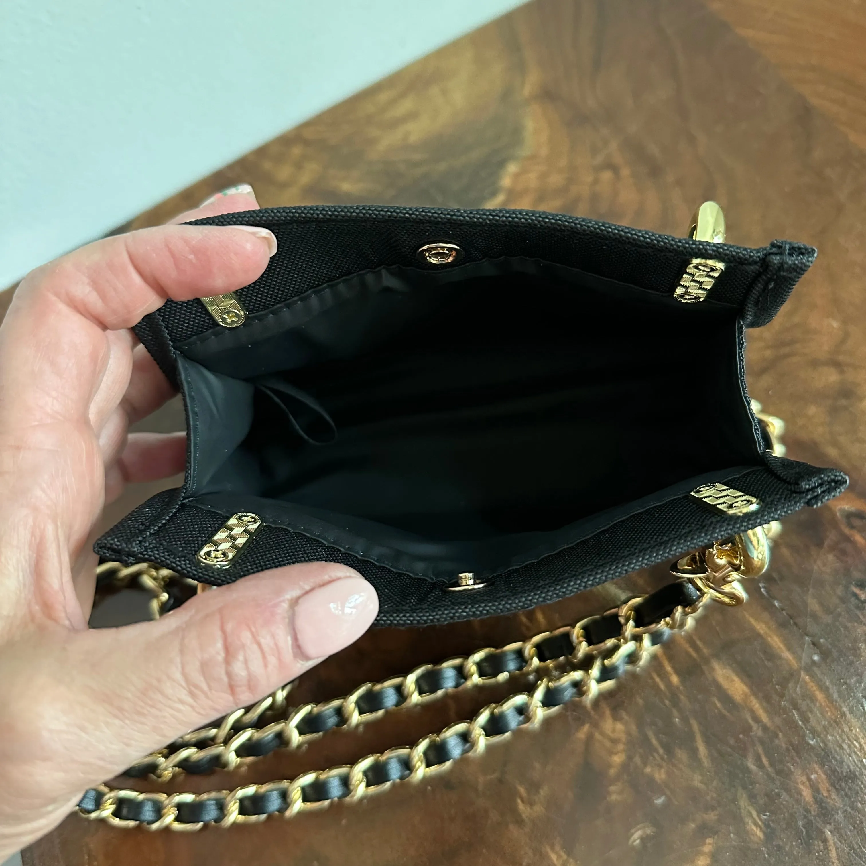 The Junco Crossbody Bag with Gold Handles - Black Dior