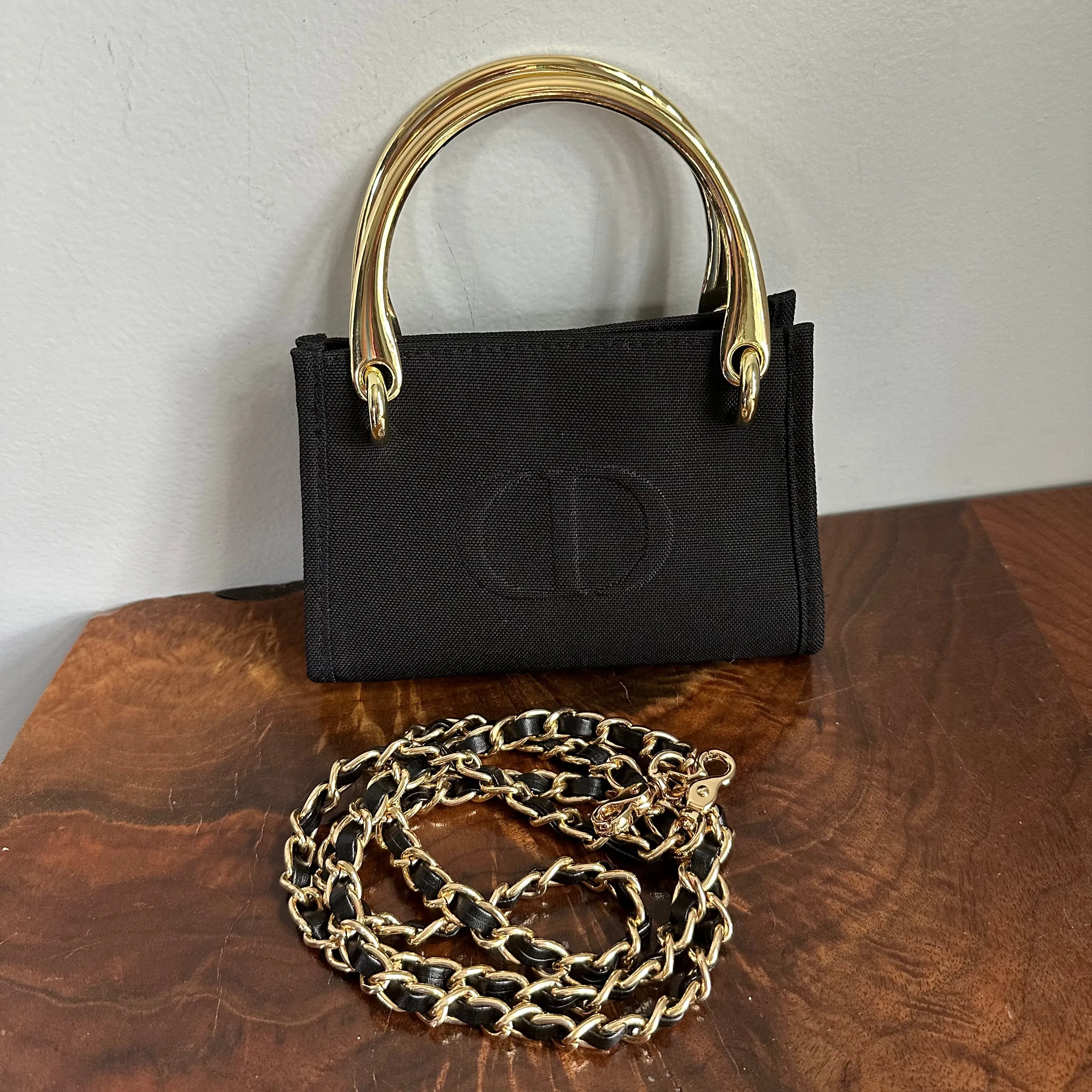The Junco Crossbody Bag with Gold Handles - Black Dior